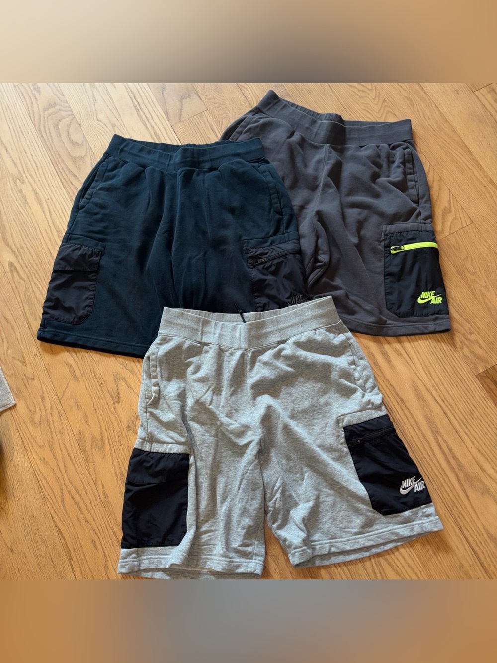 Nike Air Sportswear Men's Cargo Sweat Shorts Zip Pocket Drawstring Lot Of 3 L